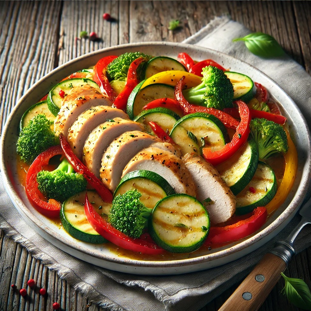 Lower-Carb Hähnchenpfanne mit Gemüse